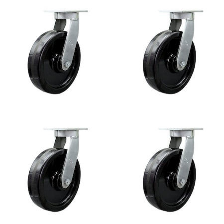 Service Caster 12'' Extra Heavy Duty Phenolic Wheel Swivel Top Plate Caster , 4PK CRAN-SCC-KP92S1230-PHR-4